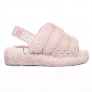 Меховые угги сандалии бледно-розовые UGG Fluff Yeah Slide Seashell Pink